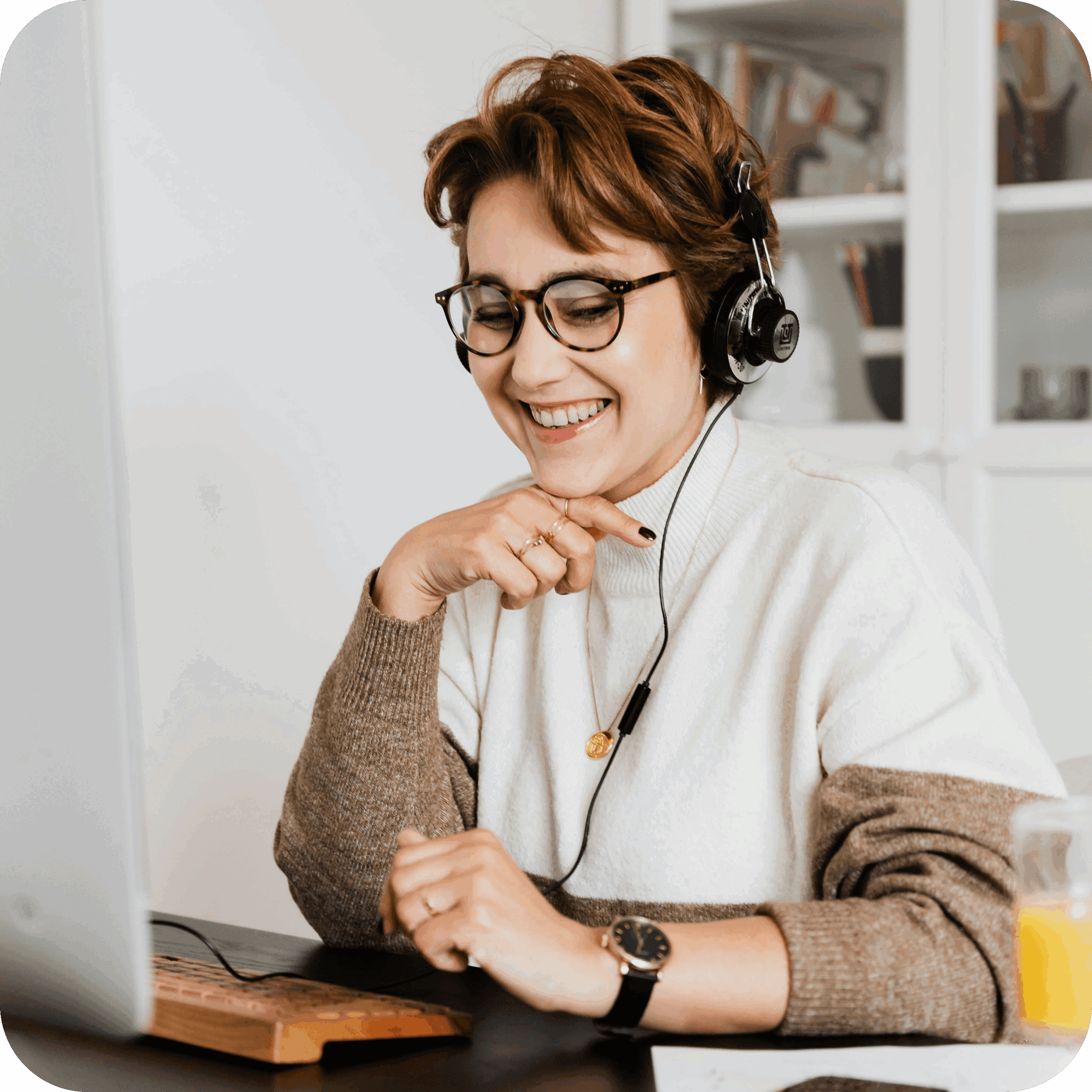 Person conducting a phone interview